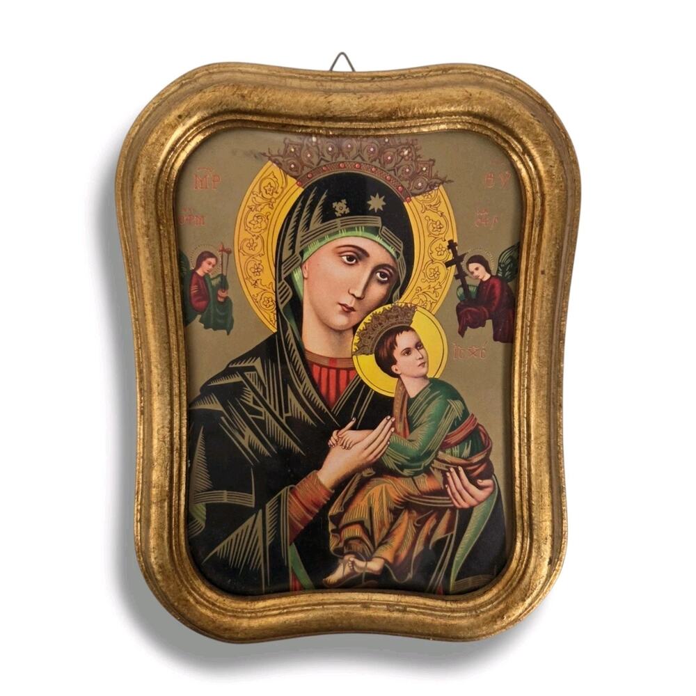 Virgin Mary Icon Our Lady of Perpetual Help Madonna and Child Christ Framed Icon